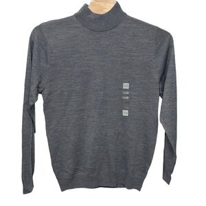 Linea Uomo Men's Size 2XLT Merino Wool Blend Sweater Gray Mock Neck Pullover NWT